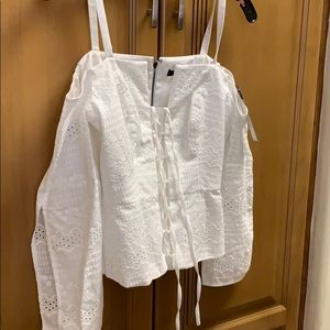 Back zip white eyelet top